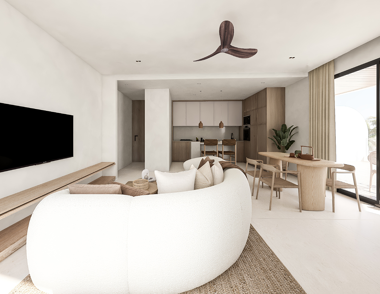 A_02_LIVING ROOM & KITCHEN 3D VIEW