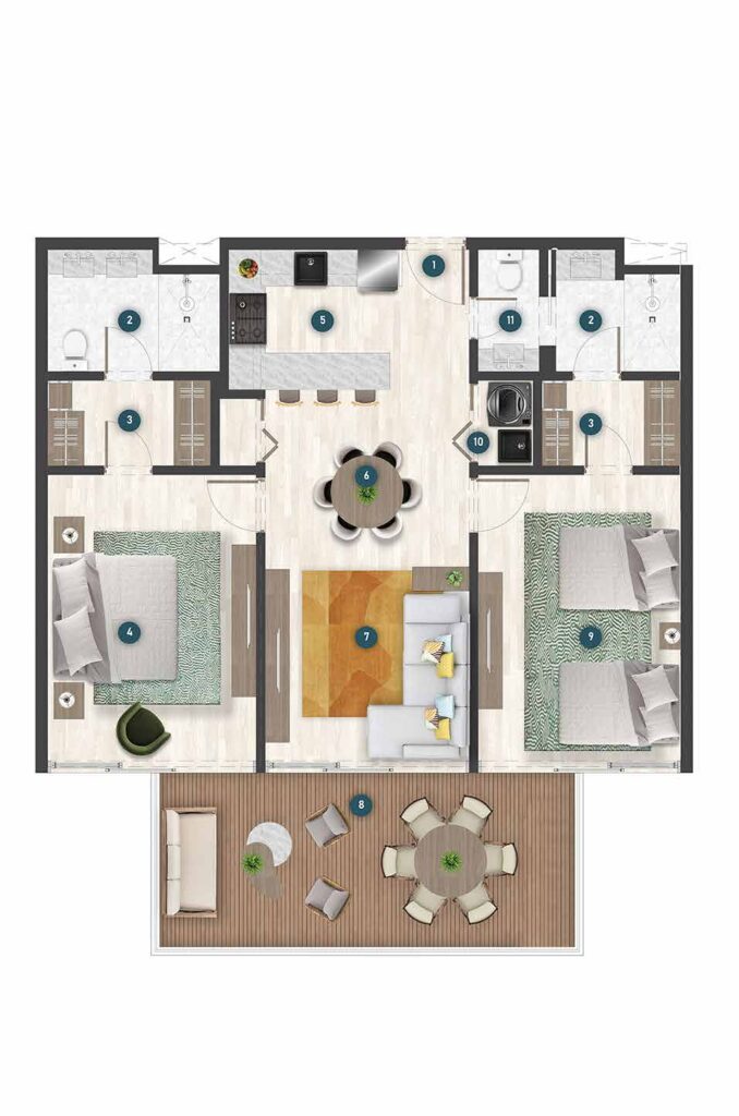 Plano 2 Habitaciones, Bonita Beach Residences