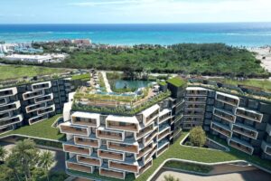 Vista aérea de Makai Residences Cap Cana, desarrollo de condos y penthouses de lujo en Punta Cana