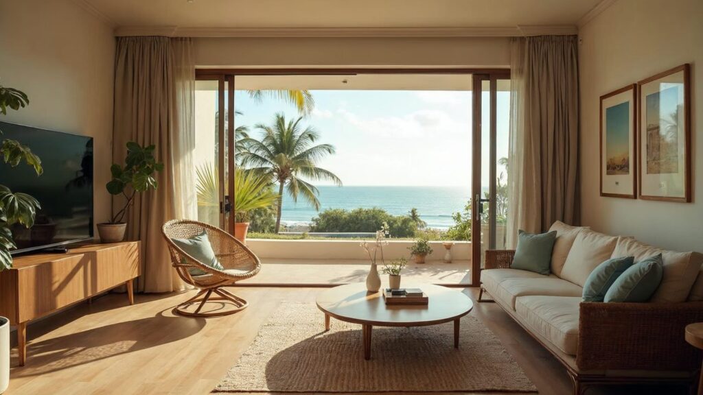 Living room in a completed apartment in Punta Cana: the alternative to buying off-plan